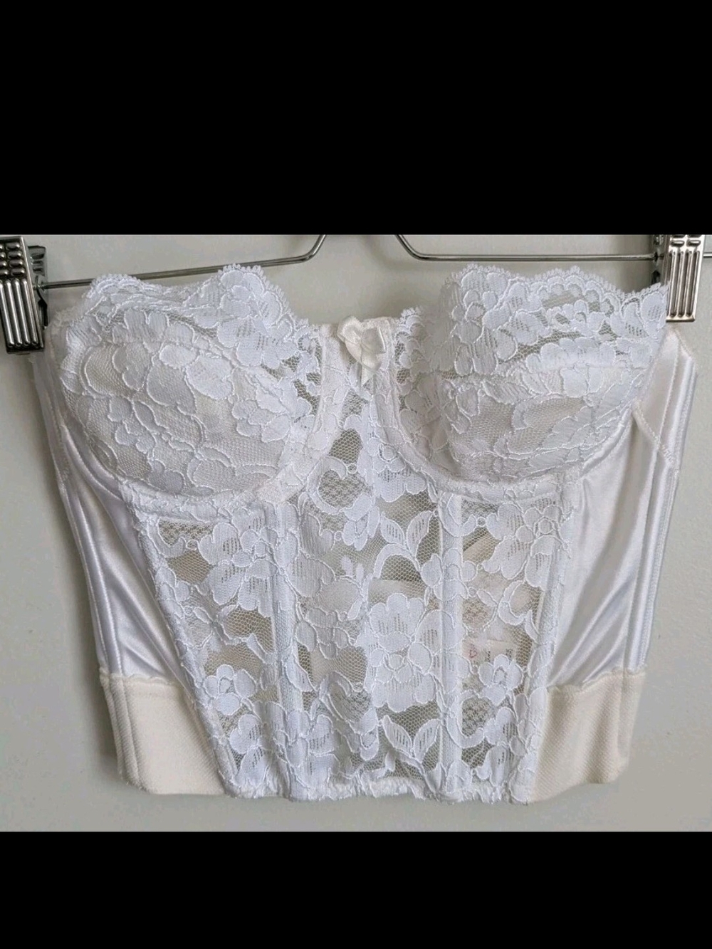 Victoria Secret White Lace Bustier Corset Top Sheer Boned 32B Bra Excellent